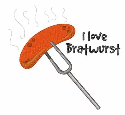 Buy Today I Love Bratwurst Embroidery Design