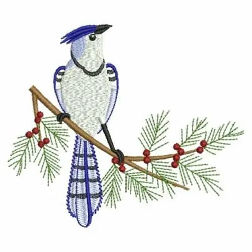 Clearance Winter Berry Jay Embroidery Design