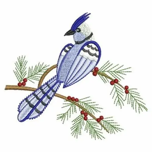 Exclusive Winter Blue Jay Embroidery Design