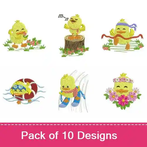 Cute Ducks Embroidery design pack by Ace Points, Embroidery Packs on EmbroideryDesigns.com Money Back Guarantee