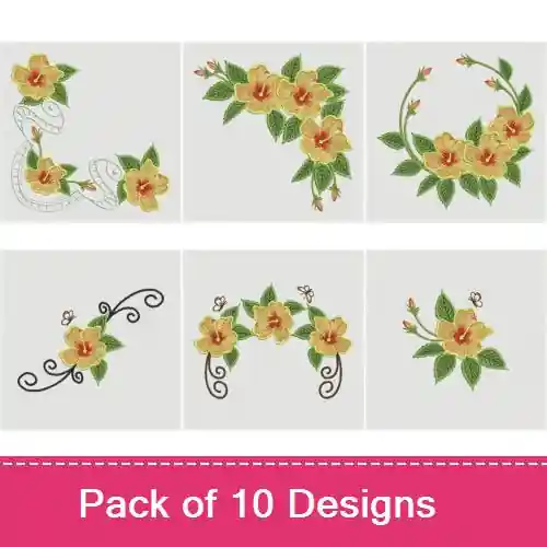Brand New Tropical Hibiscus Embroidery design pack by Ace Points, Embroidery Packs on EmbroideryDesigns.com