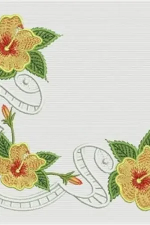 Buy Online Tropical Hibiscus Corner Embroidery Design