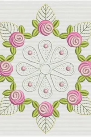 Bullion Rose Block Embroidery Design One Day Deal