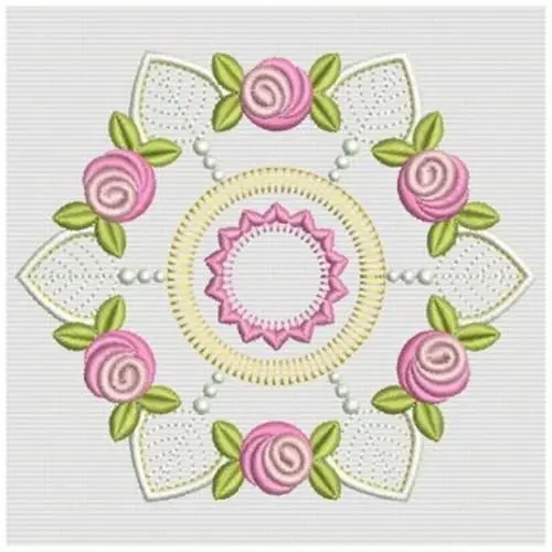 Same Day Shipping Bullion Rose Block Embroidery Design