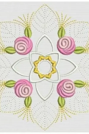 Bullion Rose Block Embroidery Design Handmade