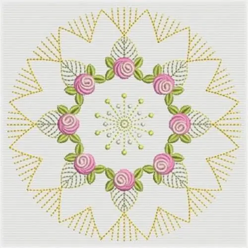 Bullion Rose Circle Embroidery Design Exclusive