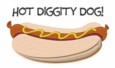 Worldwide Shipping Hot Diggity Embroidery Design