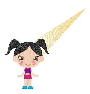 Pig Tails Girl Embroidery Design Free Shipping