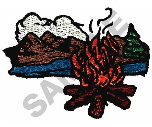 Instant Buy CAMPFIRE SCENE Embroidery Design