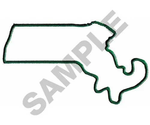 Massachusetts OUTLINE Embroidery Design Modern