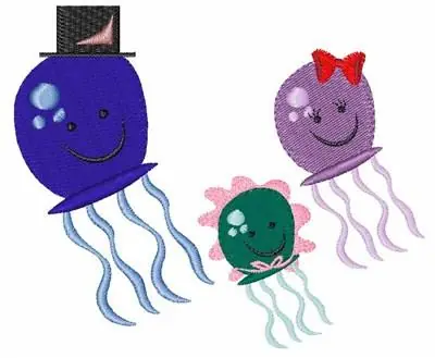 Viral Jellyfish Family Embroidery Design