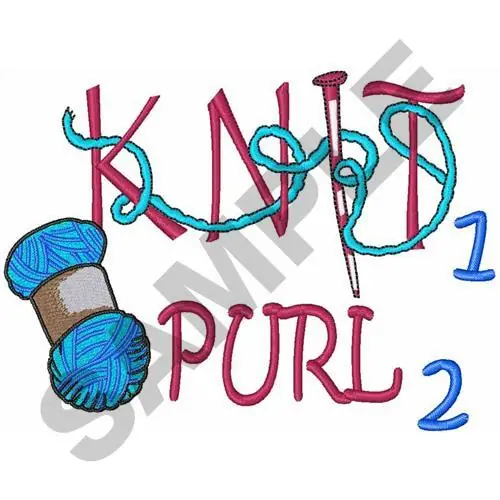 KNIT 1 PURL 2 Embroidery Design Fast Shipping