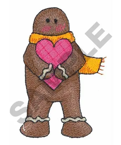 GINGERBREAD MAN WITH HEART Embroidery Design Time-Limited