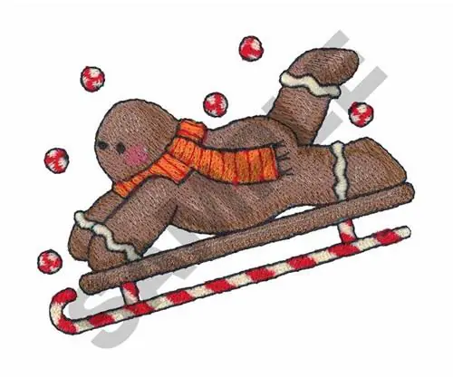 GINGERBREAD MAN SLEDDING Embroidery Design Limited Offer