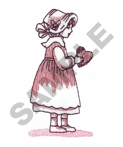 Popular GIRL WITH VALENTINE HEART Embroidery Design