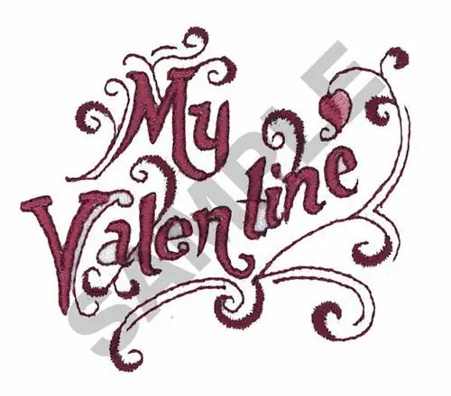 MY VALENTINE Embroidery Design Worldwide Shipping
