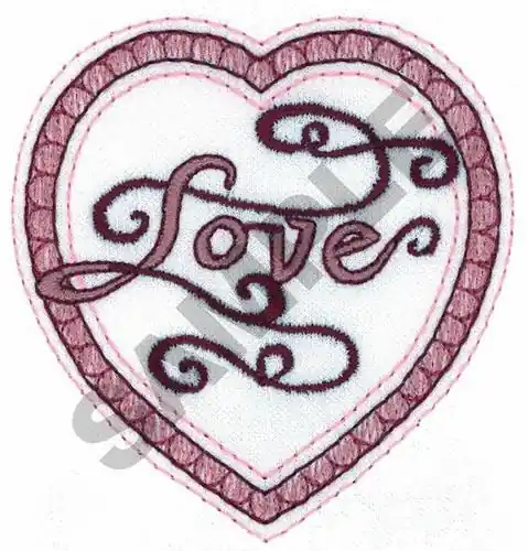 LOVE HEART Embroidery Design Warranty Included