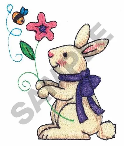 Trusted Brand RABBIT WITH FLOWER Embroidery Design