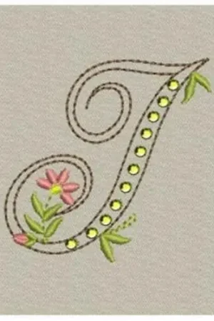 Best Price Crystal Floral Monogram J Embroidery Design