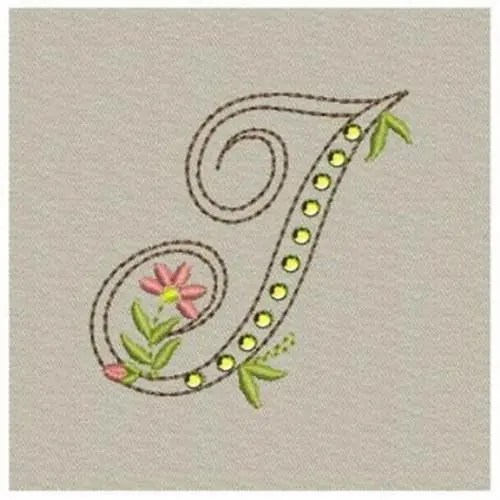 Best Price Crystal Floral Monogram J Embroidery Design