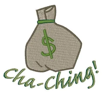 Budget Cha-ching Bag Embroidery Design