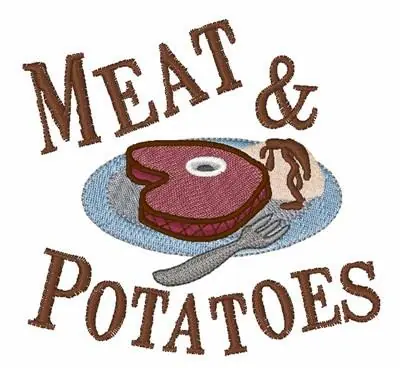 Modern Meat & Potatoes Embroidery Design