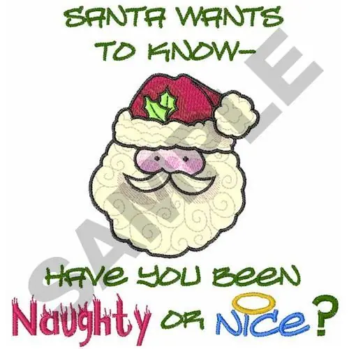 Handmade NAUGHTY OR NICE Embroidery Design