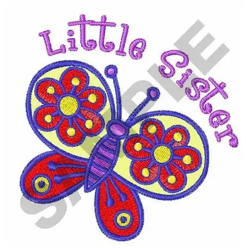Crafted LITTLE SISTER BUTTERFLY Embroidery Design