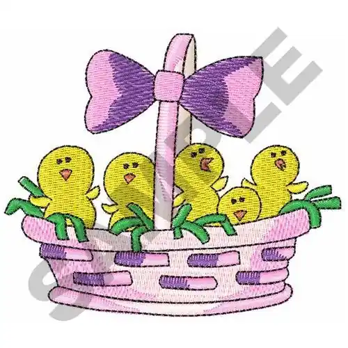 EASTER BASKET & CHICKS Embroidery Design Price Cut