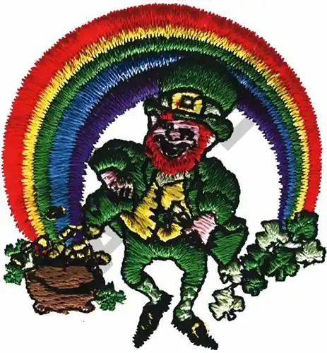 Best Choice LEPRECHAUN AT END OF RAINBOW Embroidery Design