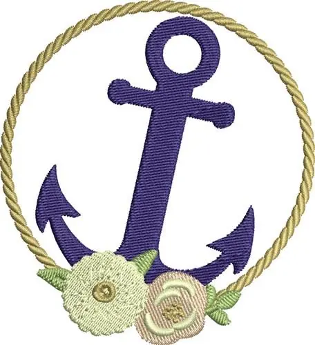Floral Anchor Embroidery Design Certified