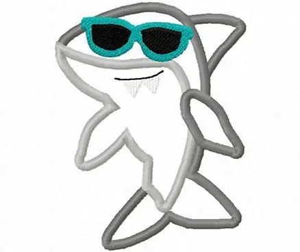 Discount Shark with Glasses Embroidery Design