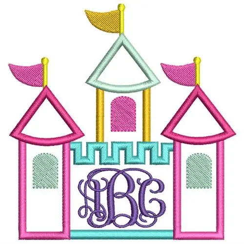 Castle Applique Embroidery Design Same Day Shipping