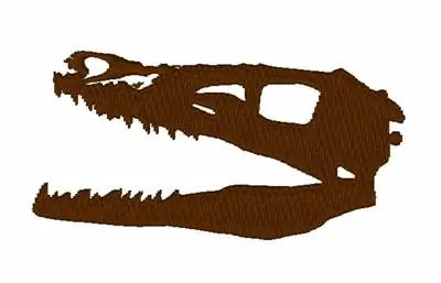 Free Returns Velociraptor Skull Embroidery Design