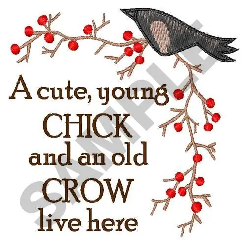 One Day Deal CUTE CHICK & OLD CROW Embroidery Design