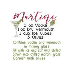 Best Choice Martini Recipe Embroidery Design