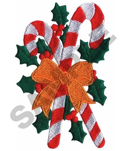 CANDY CANES AND HOLLY Embroidery Design Brand New