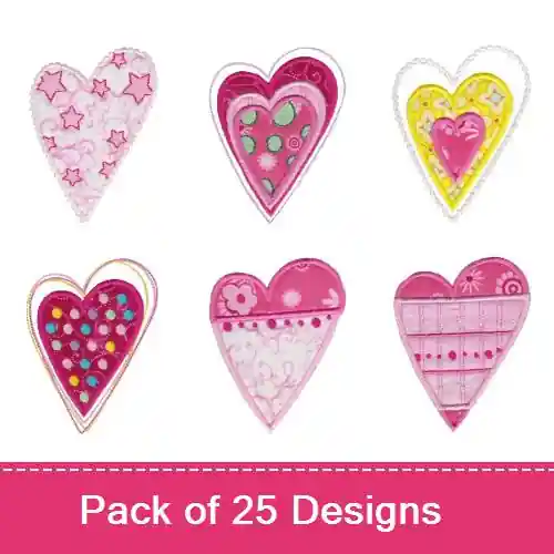 Don’t Miss Out Applique Hearts Embroidery design pack by Bunnycup Embroidery, Embroidery Packs on EmbroideryDesigns.com