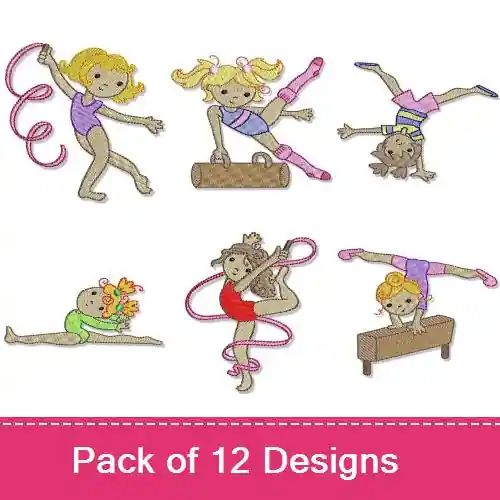 Best Seller Little Gymnast Embroidery design pack by Bunnycup Embroidery, Embroidery Packs on EmbroideryDesigns.com