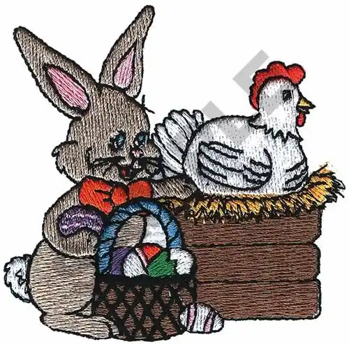 Save Now EASTER BUNNY & CHICKEN Embroidery Design