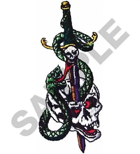 SNAKE, SKULL & SWORD Embroidery Design Fresh Stock