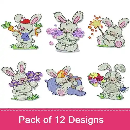 Hippity Hop Embroidery design pack by Bunnycup Embroidery, Embroidery Packs on EmbroideryDesigns.com Special Offer
