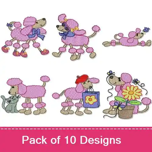 Money Back Guarantee Oodles of Poodles Embroidery design pack by Bunnycup Embroidery, Embroidery Packs on EmbroideryDesigns.com