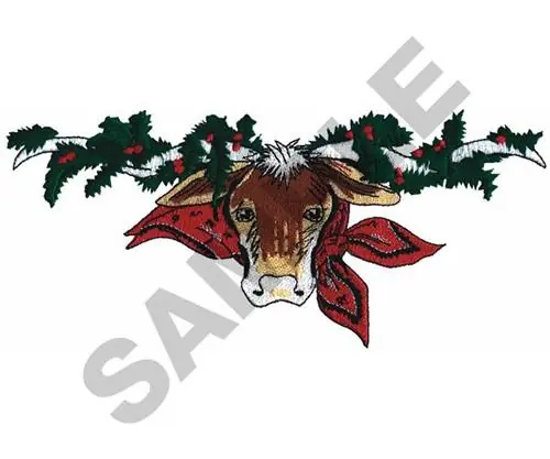 CHRISTMAS LONGHORN Embroidery Design Big Sale