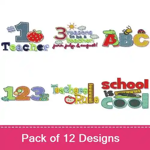 Affordable School Sentiments Embroidery design pack by Bunnycup Embroidery, Embroidery Packs on EmbroideryDesigns.com