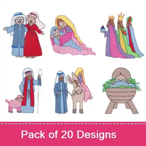 Christmas Nativity Embroidery design pack by Bunnycup Embroidery, Embroidery Packs on EmbroideryDesigns.com Latest