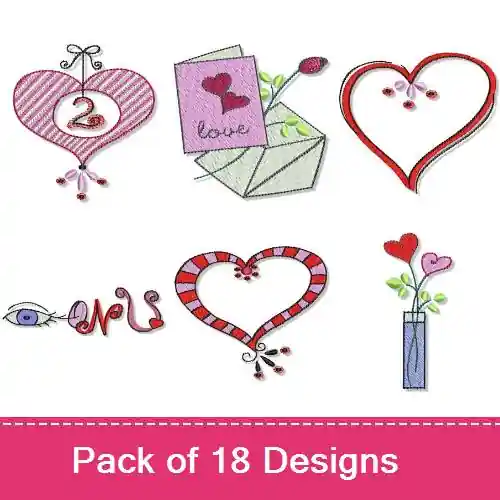 Valentine Fun Embroidery design pack by Bunnycup Embroidery, Embroidery Packs on EmbroideryDesigns.com Grab Now
