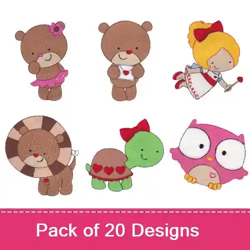 Same Day Shipping Little Valentine Embroidery design pack by Bunnycup Embroidery, Embroidery Packs on EmbroideryDesigns.com