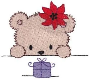 Teddy Bear & Poinsettia Embroidery Design Sale