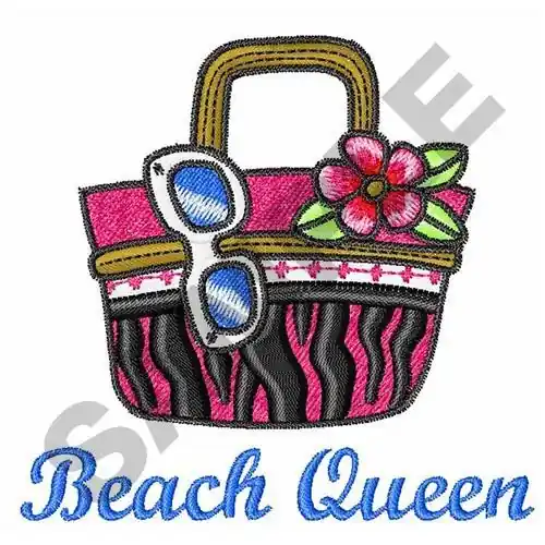 BEACH QUEEN Embroidery Design Viral